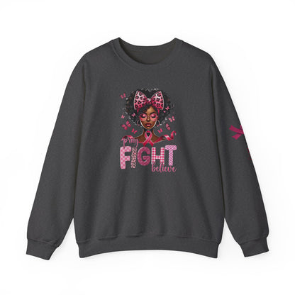 Breast Cancer Awareness Sweatshirt, In October We Wear Pink Crewneck, Pray Fight Believe Sweater