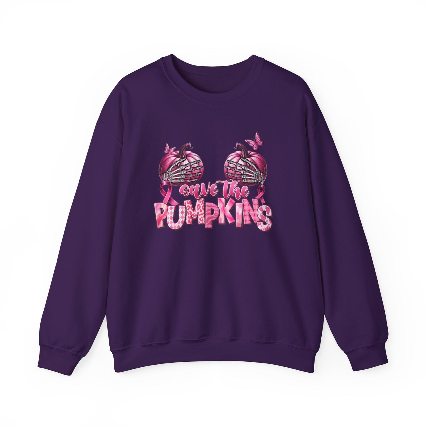 Breast Cancer Awareness Sweatshirt, In October We Wear Pink Crewneck, Save The Pumpkins Sweater