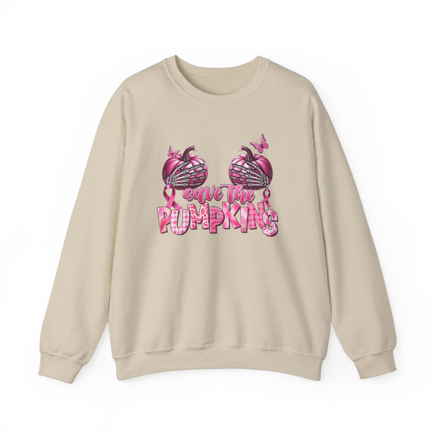 Breast Cancer Awareness Sweatshirt, In October We Wear Pink Crewneck, Save The Pumpkins Sweater