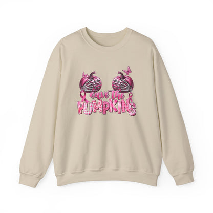 Breast Cancer Awareness Sweatshirt, In October We Wear Pink Crewneck, Save The Pumpkins Sweater