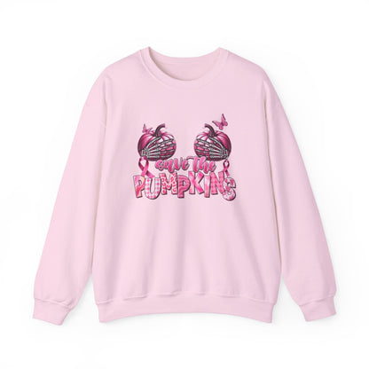 Breast Cancer Awareness Sweatshirt, In October We Wear Pink Crewneck, Save The Pumpkins Sweater