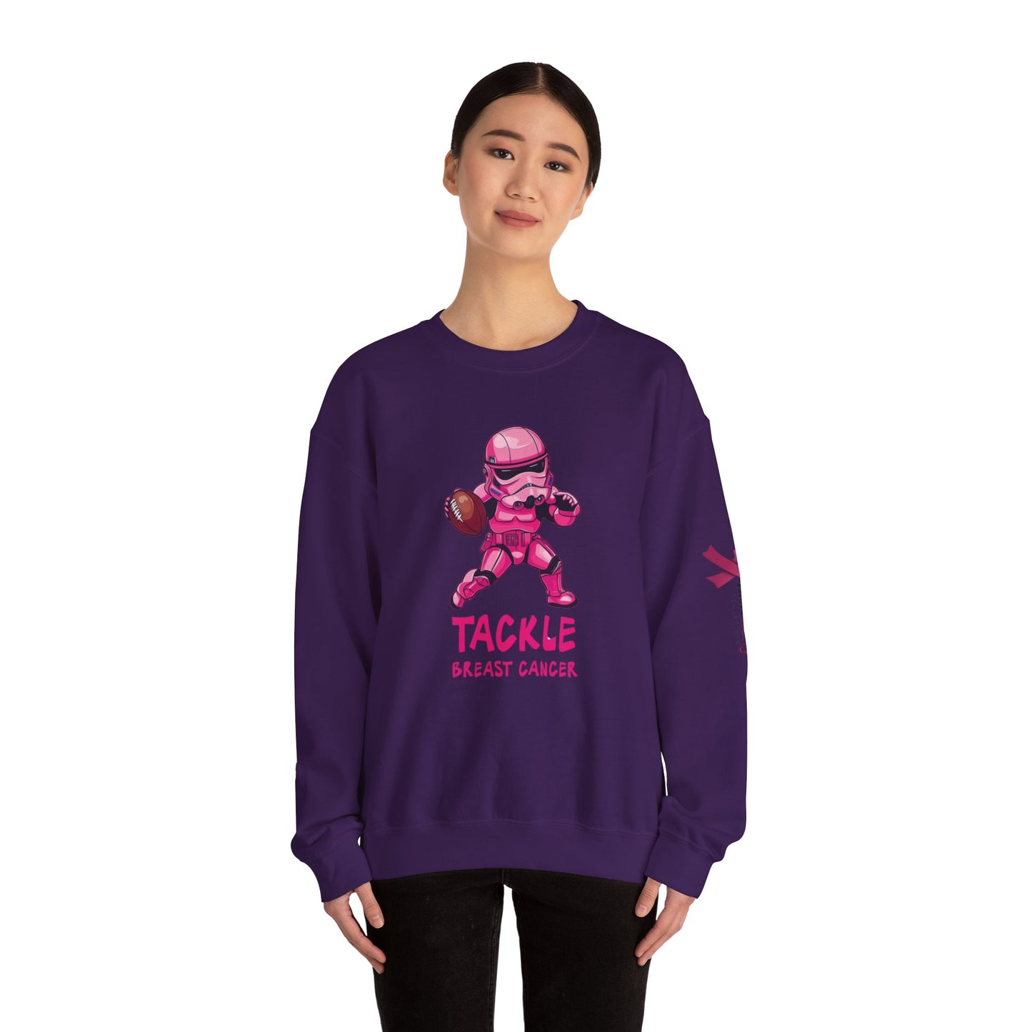 Breast Cancer Awareness Sweatshirt, In October We Wear Pink Crewneck, Tackle Breast Cancer Sweater