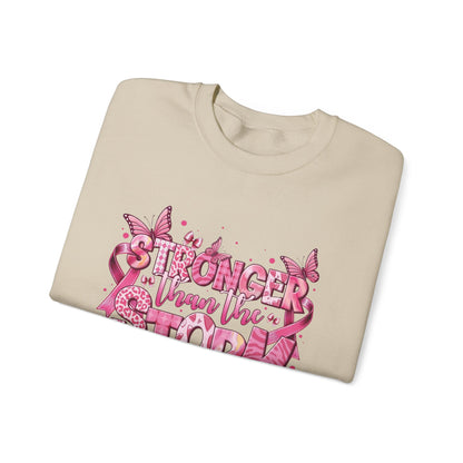 Breast Cancer Awareness Sweatshirt, In October We Wear Pink Crewneck, Stronger Than The Storm Sweater