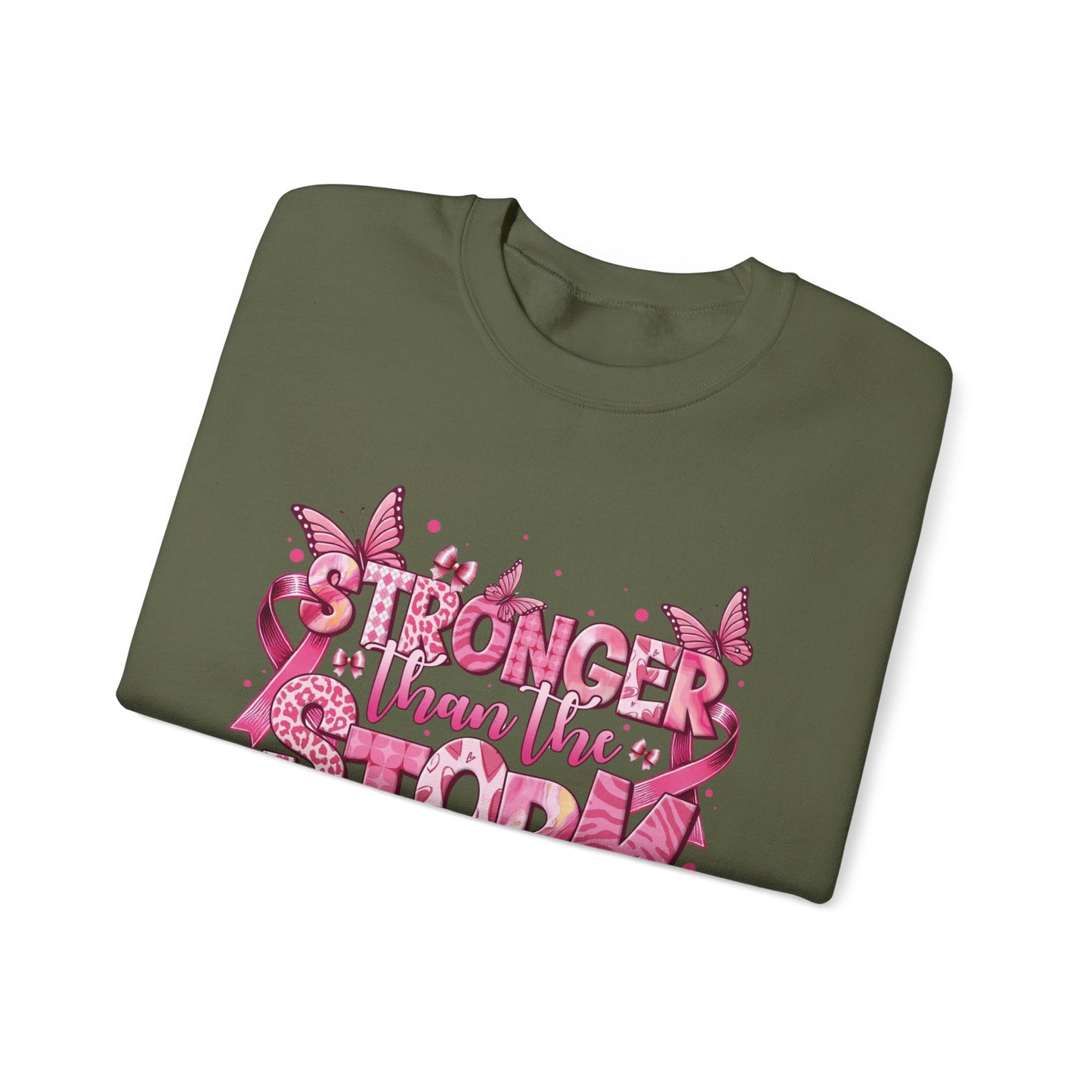 Breast Cancer Awareness Sweatshirt, In October We Wear Pink Crewneck, Stronger Than The Storm Sweater