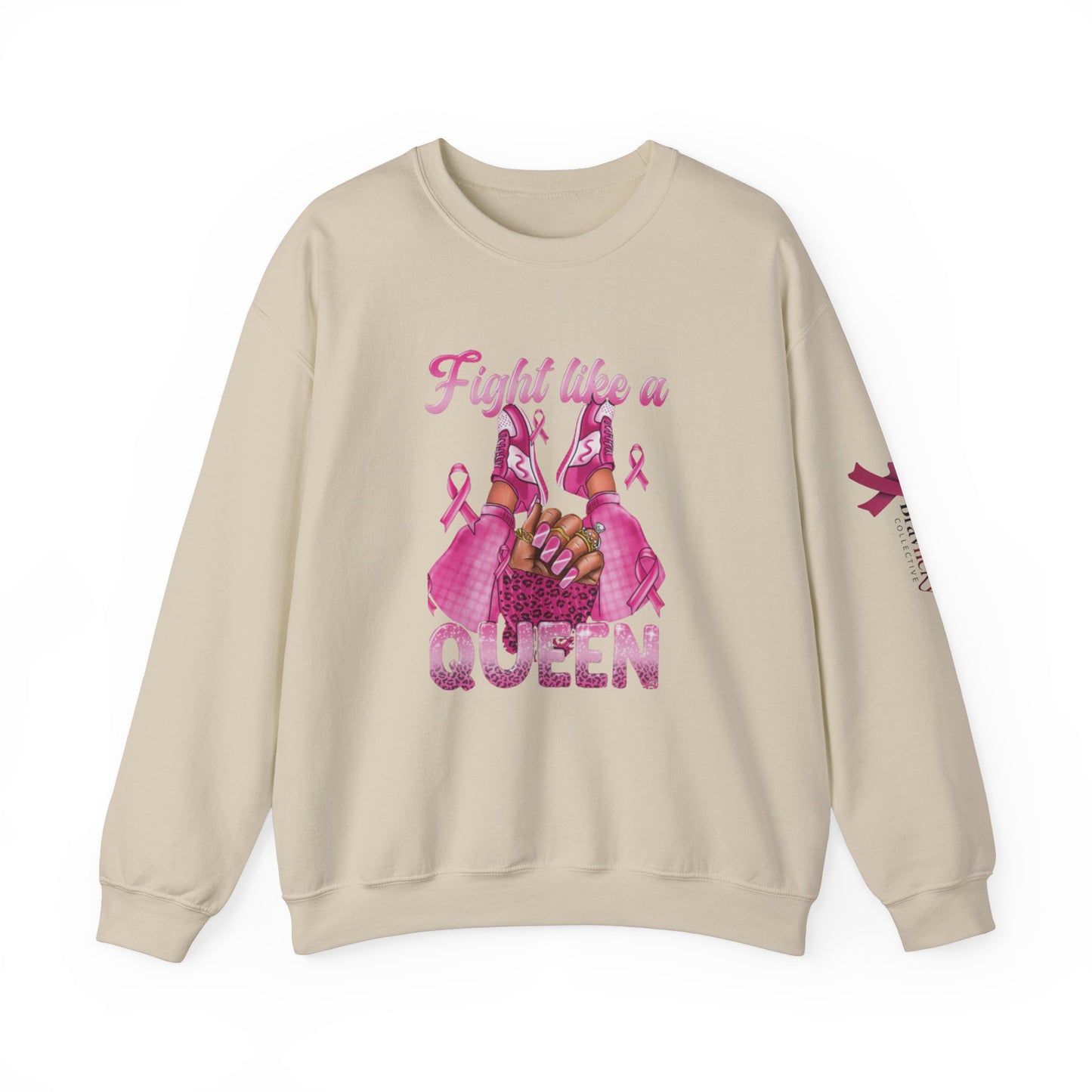 Breast Cancer Awareness Sweatshirt, In October We Wear Pink Crewneck, Fight Like A Queen Sweater