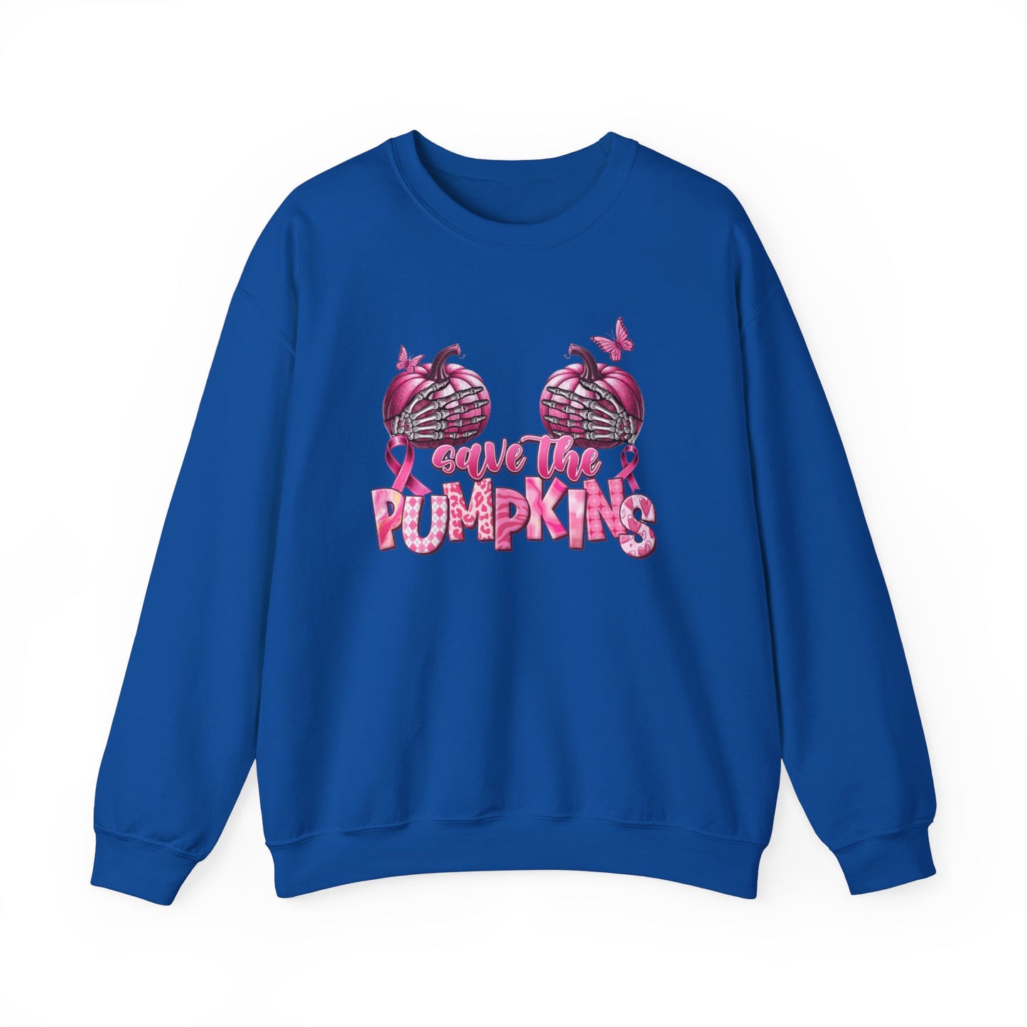 Breast Cancer Awareness Sweatshirt, In October We Wear Pink Crewneck, Save The Pumpkins Sweater