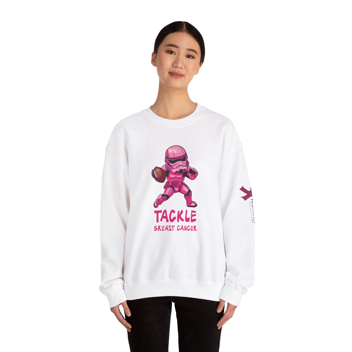 Breast Cancer Awareness Sweatshirt, In October We Wear Pink Crewneck, Tackle Breast Cancer Sweater