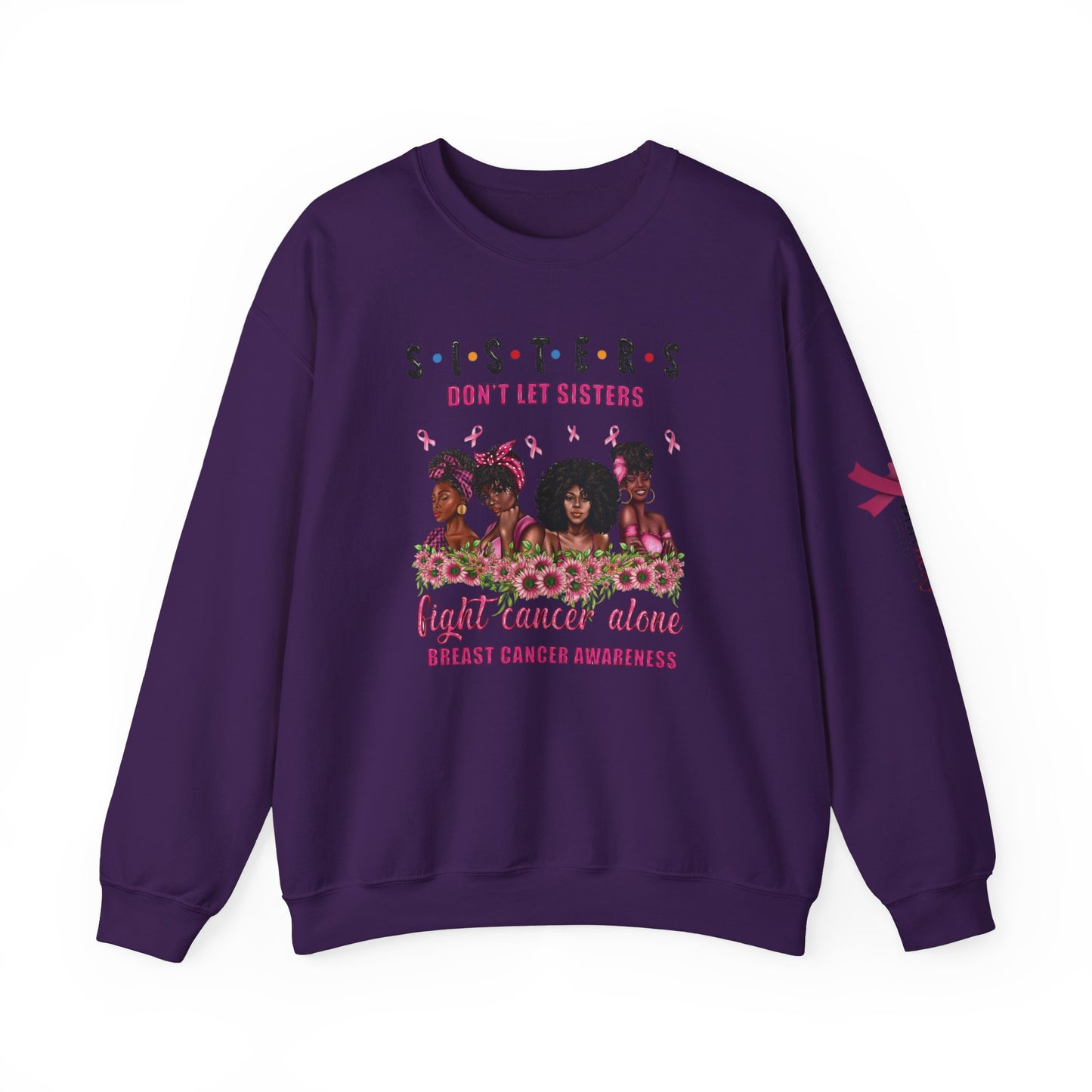 Breast Cancer Awareness Sweatshirt, In October We Wear Pink Crewneck, Sisters Don't Fight Alone Sweater