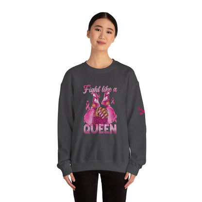 Breast Cancer Awareness Sweatshirt, In October We Wear Pink Crewneck, Fight Like A Queen Sweater