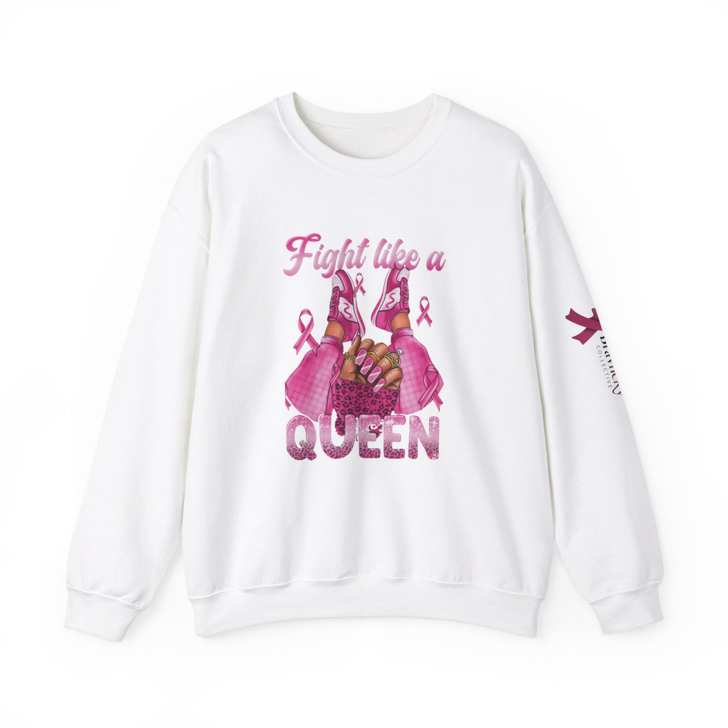 Breast Cancer Awareness Sweatshirt, In October We Wear Pink Crewneck, Fight Like A Queen Sweater