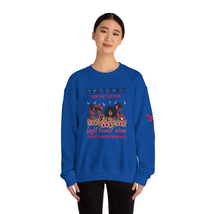 Breast Cancer Awareness Sweatshirt, In October We Wear Pink Crewneck, Sisters Don't Fight Alone Sweater