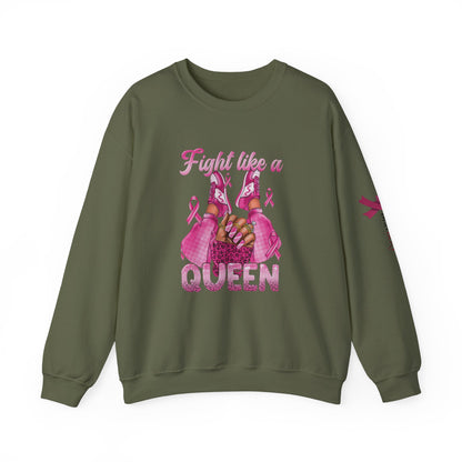 Breast Cancer Awareness Sweatshirt, In October We Wear Pink Crewneck, Fight Like A Queen Sweater