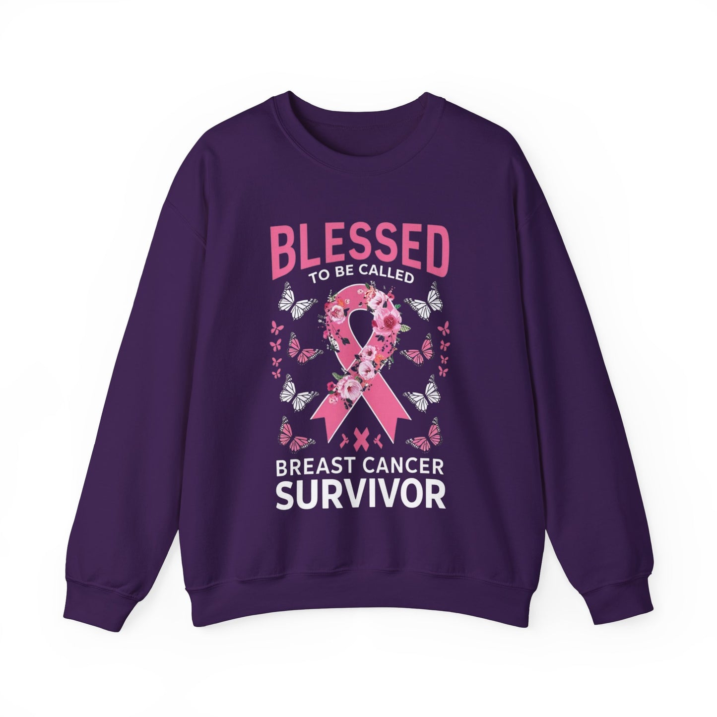 In October We Wear Pink Crewneck, Breast Cancer Awareness Sweatshirt, Blessed Survivor