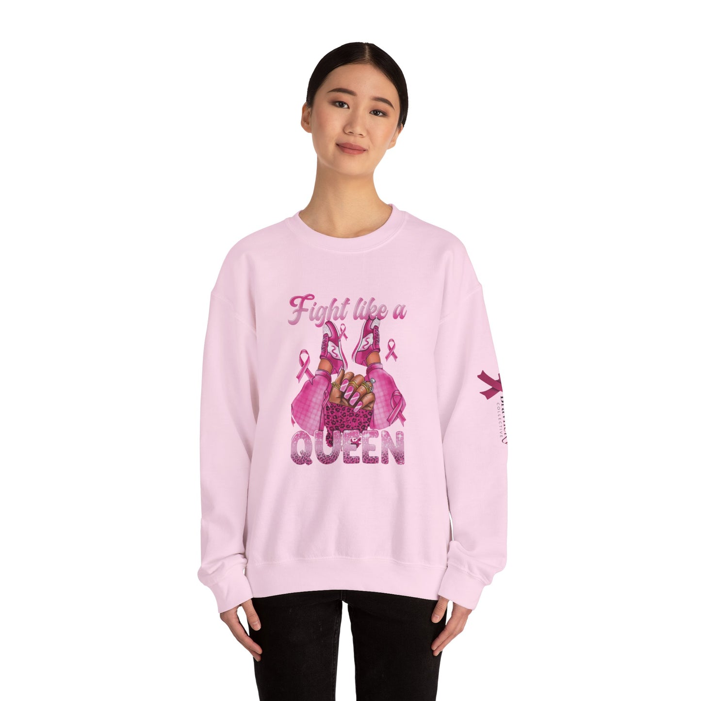 Breast Cancer Awareness Sweatshirt, In October We Wear Pink Crewneck, Fight Like A Queen Sweater