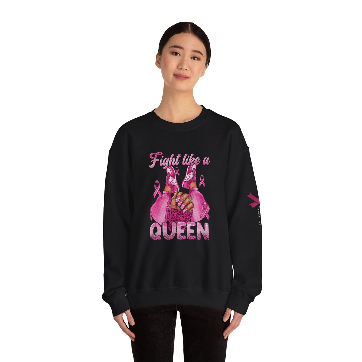 Breast Cancer Awareness Sweatshirt, In October We Wear Pink Crewneck, Fight Like A Queen Sweater