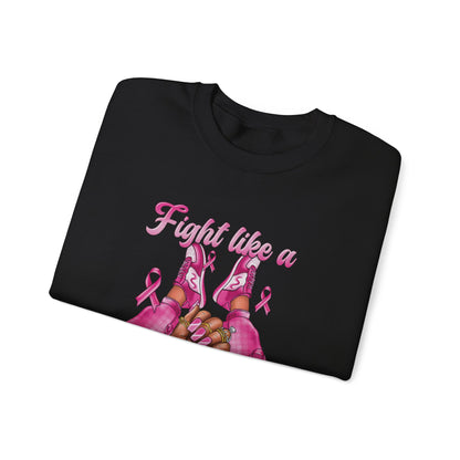 Breast Cancer Awareness Sweatshirt, In October We Wear Pink Crewneck, Fight Like A Queen Sweater