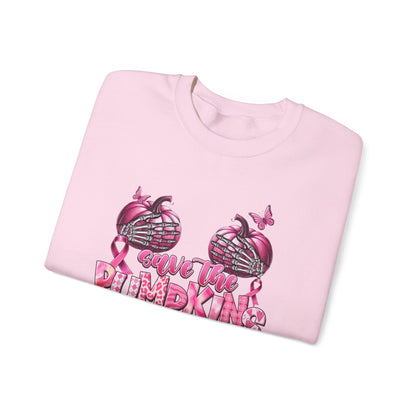 Breast Cancer Awareness Sweatshirt, In October We Wear Pink Crewneck, Save The Pumpkins Sweater