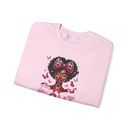Breast Cancer Awareness Sweatshirt, In October We Wear Pink Crewneck, Pray Fight Believe Sweater