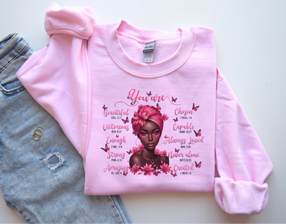 You Are Affirmations  Wear Pink Sweater, Breast Cancer Awareness Sweatshirt, In October We Wear Pink Crewneck