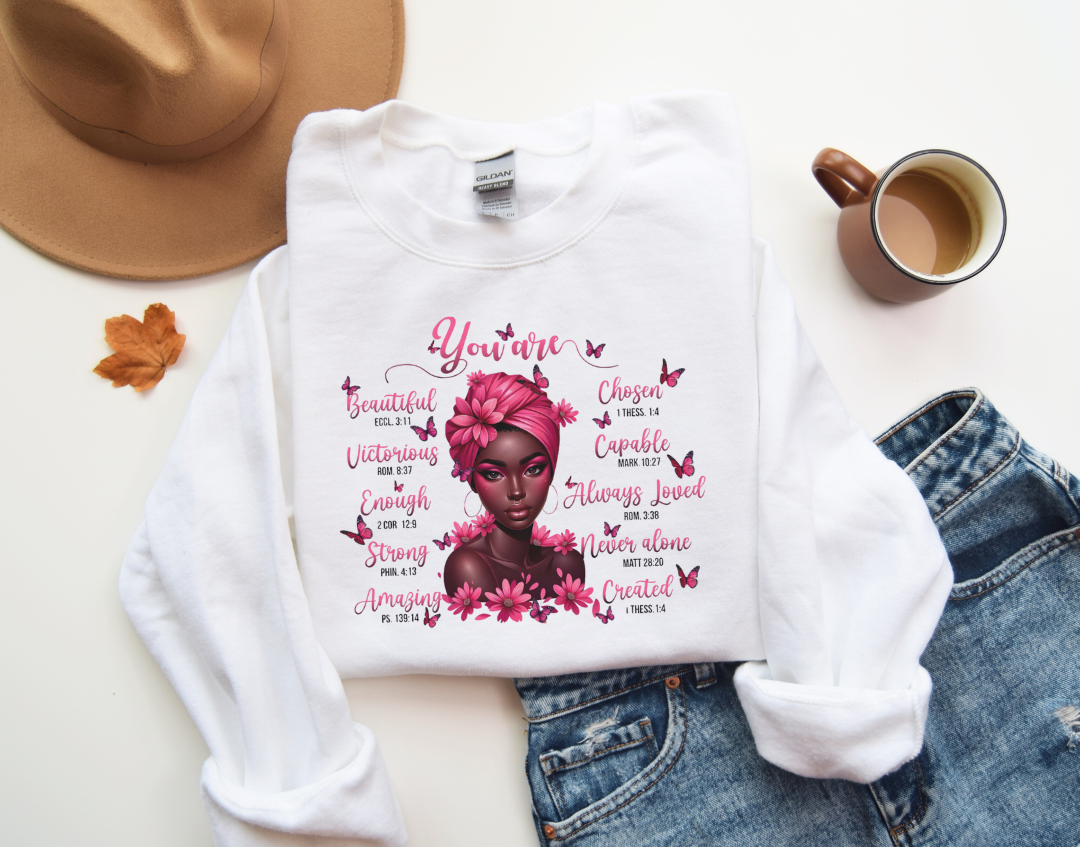 You Are Affirmations  Wear Pink Sweater, Breast Cancer Awareness Sweatshirt, In October We Wear Pink Crewneck