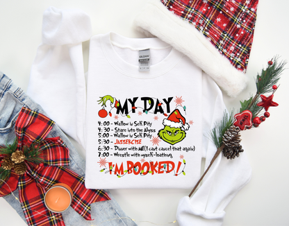 My Day Christmas Grinch Christmas Sweatshirt, Womens Christmas Sweatshirt, Christmas Sweatshirts for Women, Pink Christmas Women