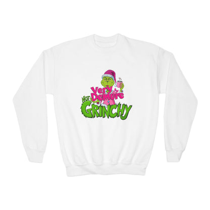 Demure Not Grinchy Christmas Youth Crewneck Sweatshirt