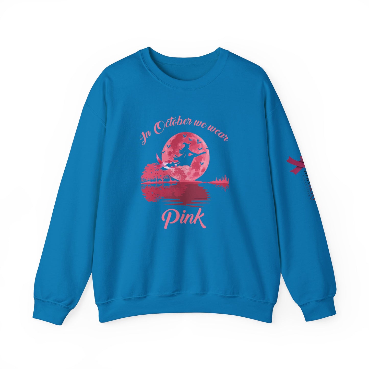 Breast Cancer Awareness Sweatshirt, In October We Wear Pink Crewneck, Witches Wear Pink Sweater