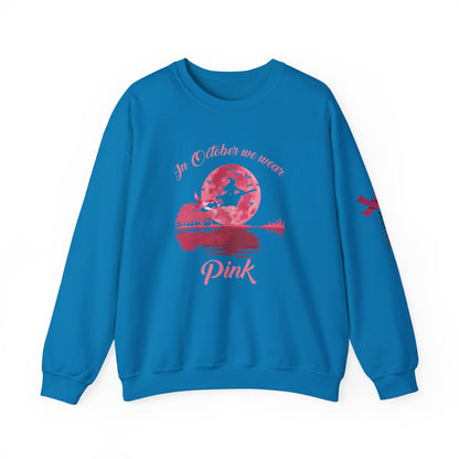 Breast Cancer Awareness Sweatshirt, In October We Wear Pink Crewneck, Witches Wear Pink Sweater