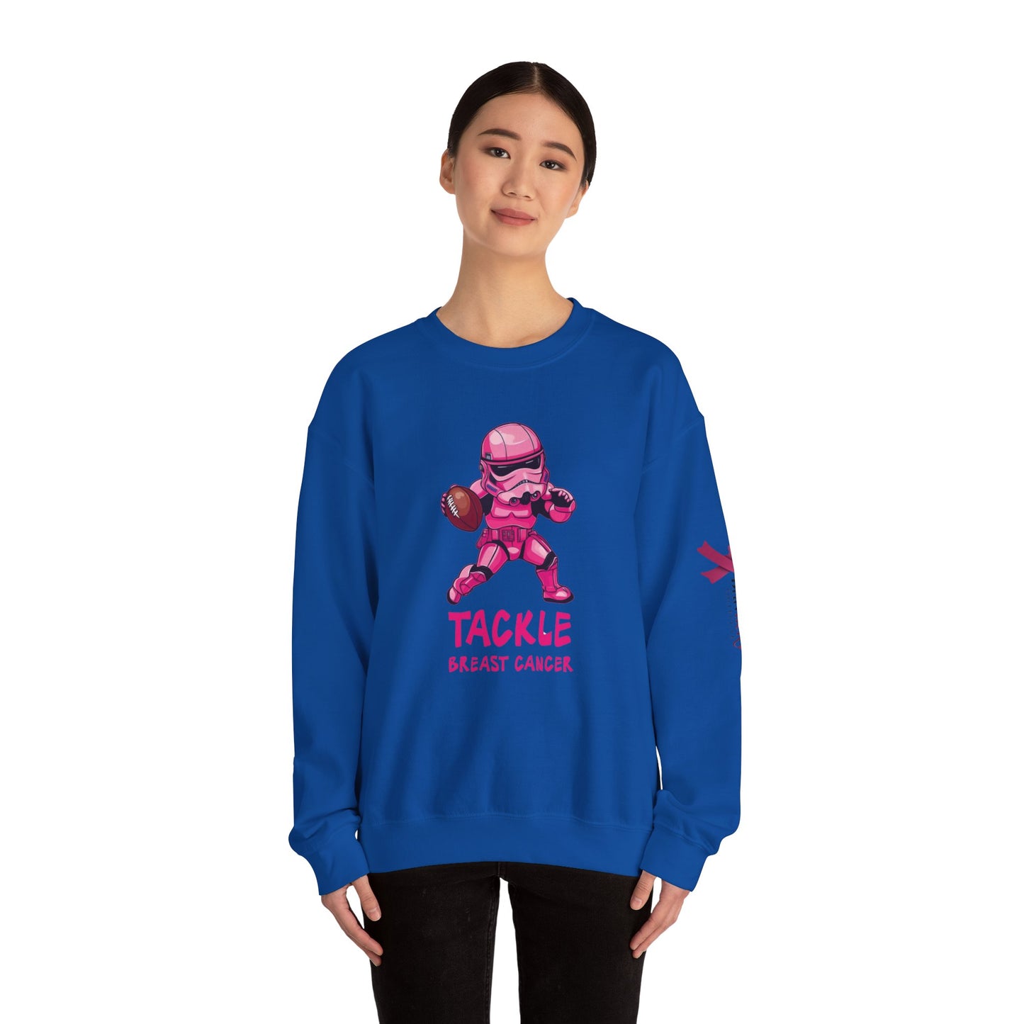 Breast Cancer Awareness Sweatshirt, In October We Wear Pink Crewneck, Tackle Breast Cancer Sweater