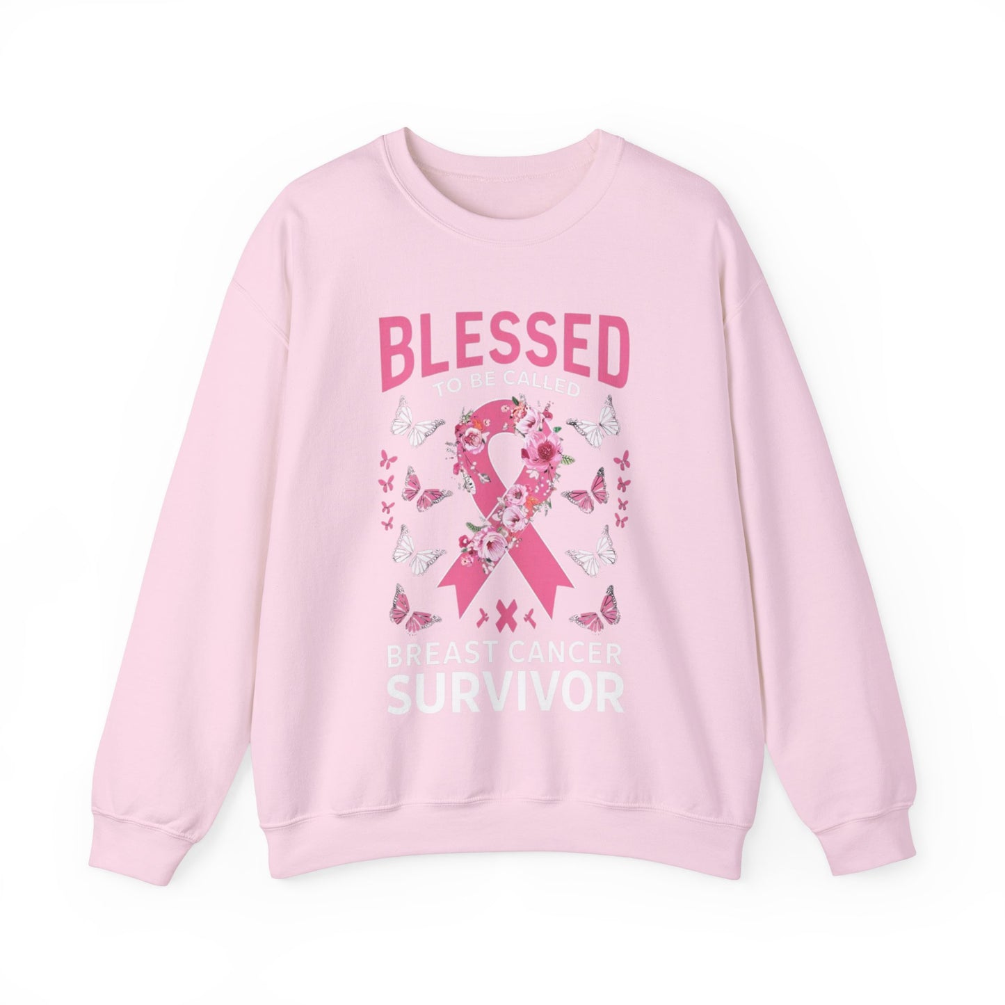 In October We Wear Pink Crewneck, Breast Cancer Awareness Sweatshirt, Blessed Survivor