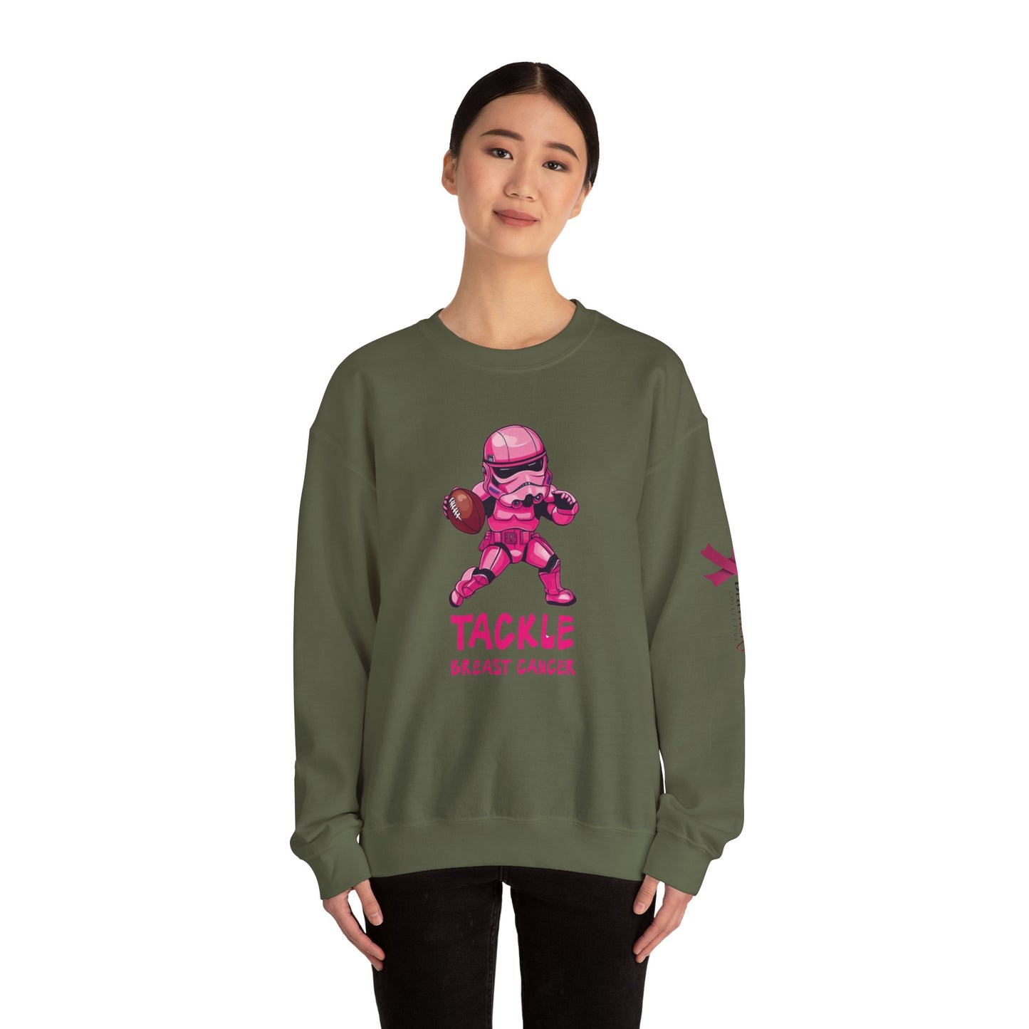 Breast Cancer Awareness Sweatshirt, In October We Wear Pink Crewneck, Tackle Breast Cancer Sweater