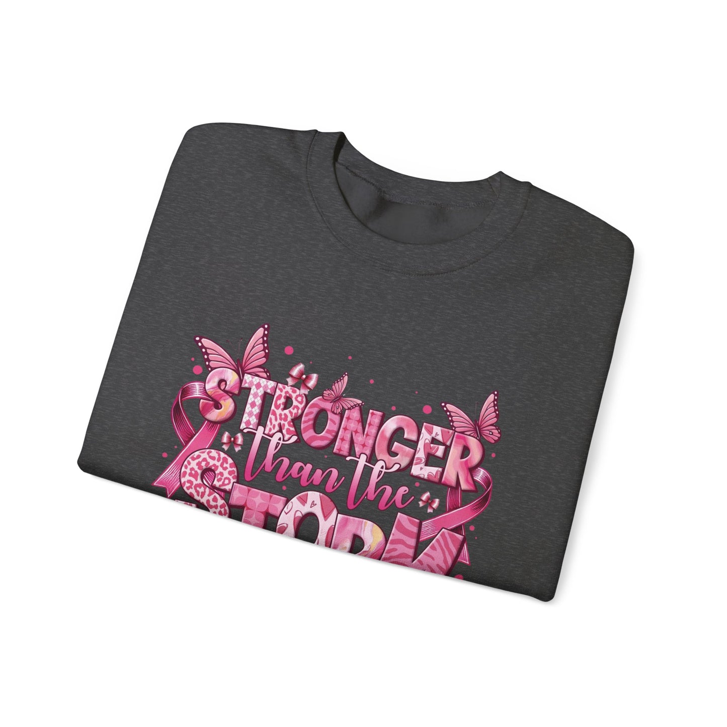 Breast Cancer Awareness Sweatshirt, In October We Wear Pink Crewneck, Stronger Than The Storm Sweater