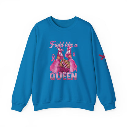 Breast Cancer Awareness Sweatshirt, In October We Wear Pink Crewneck, Fight Like A Queen Sweater