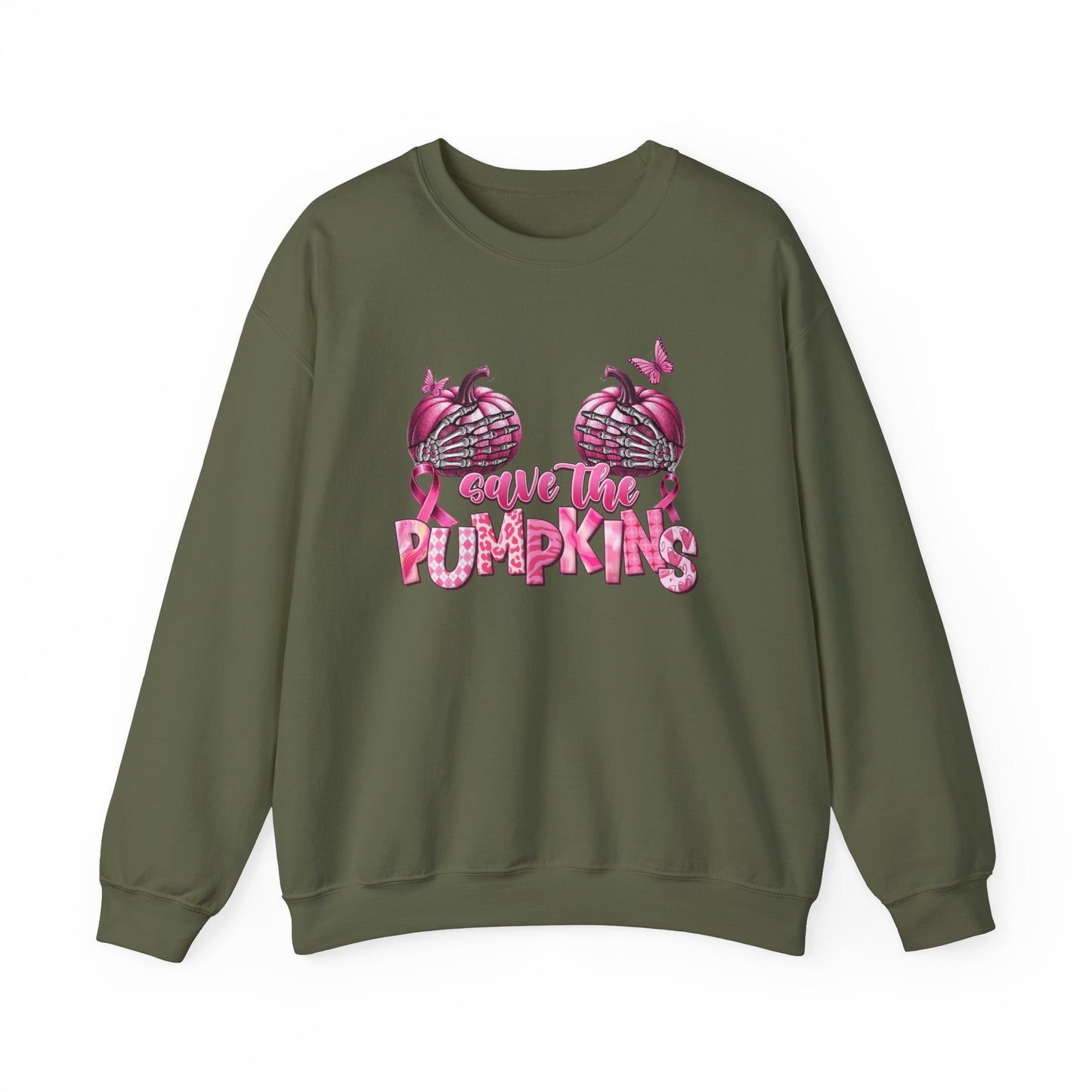 Breast Cancer Awareness Sweatshirt, In October We Wear Pink Crewneck, Save The Pumpkins Sweater