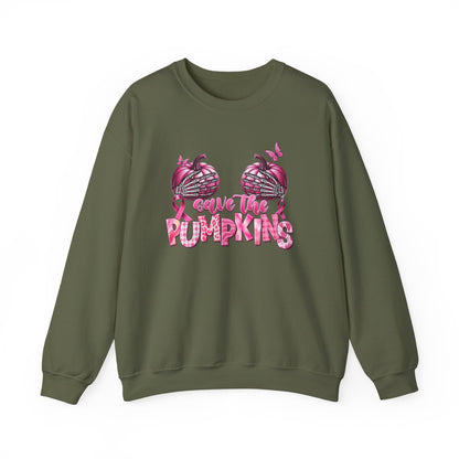 Breast Cancer Awareness Sweatshirt, In October We Wear Pink Crewneck, Save The Pumpkins Sweater