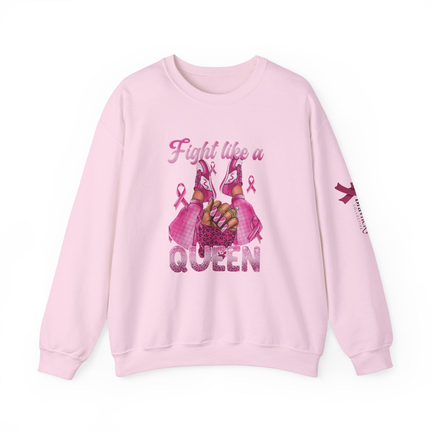 Breast Cancer Awareness Sweatshirt, In October We Wear Pink Crewneck, Fight Like A Queen Sweater