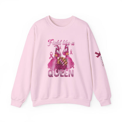 Breast Cancer Awareness Sweatshirt, In October We Wear Pink Crewneck, Fight Like A Queen Sweater
