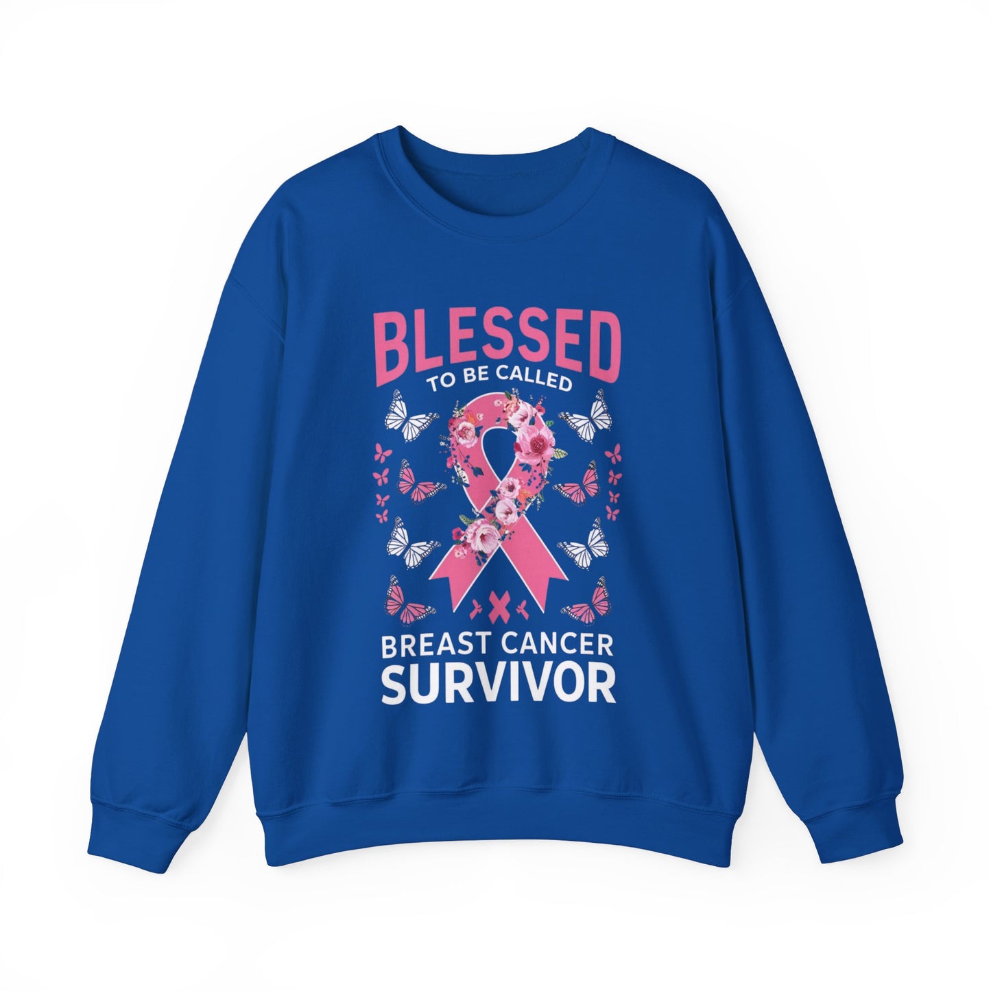 In October We Wear Pink Crewneck, Breast Cancer Awareness Sweatshirt, Blessed Survivor