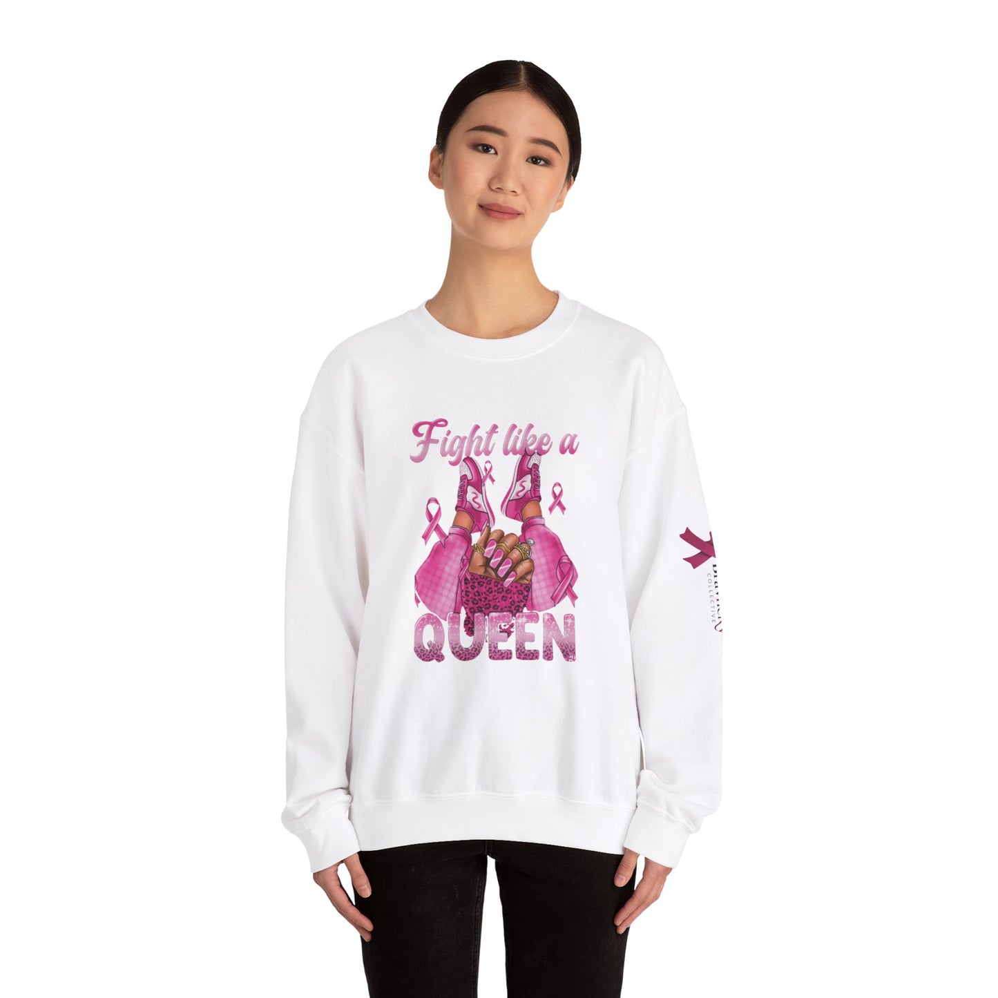 Breast Cancer Awareness Sweatshirt, In October We Wear Pink Crewneck, Fight Like A Queen Sweater