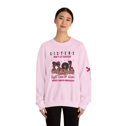 Breast Cancer Awareness Sweatshirt, In October We Wear Pink Crewneck, Sisters Don't Fight Alone Sweater