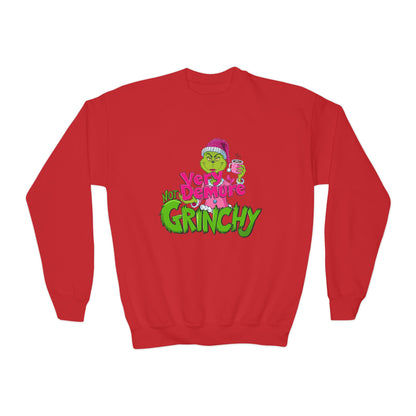 Demure Not Grinchy Christmas Youth Crewneck Sweatshirt