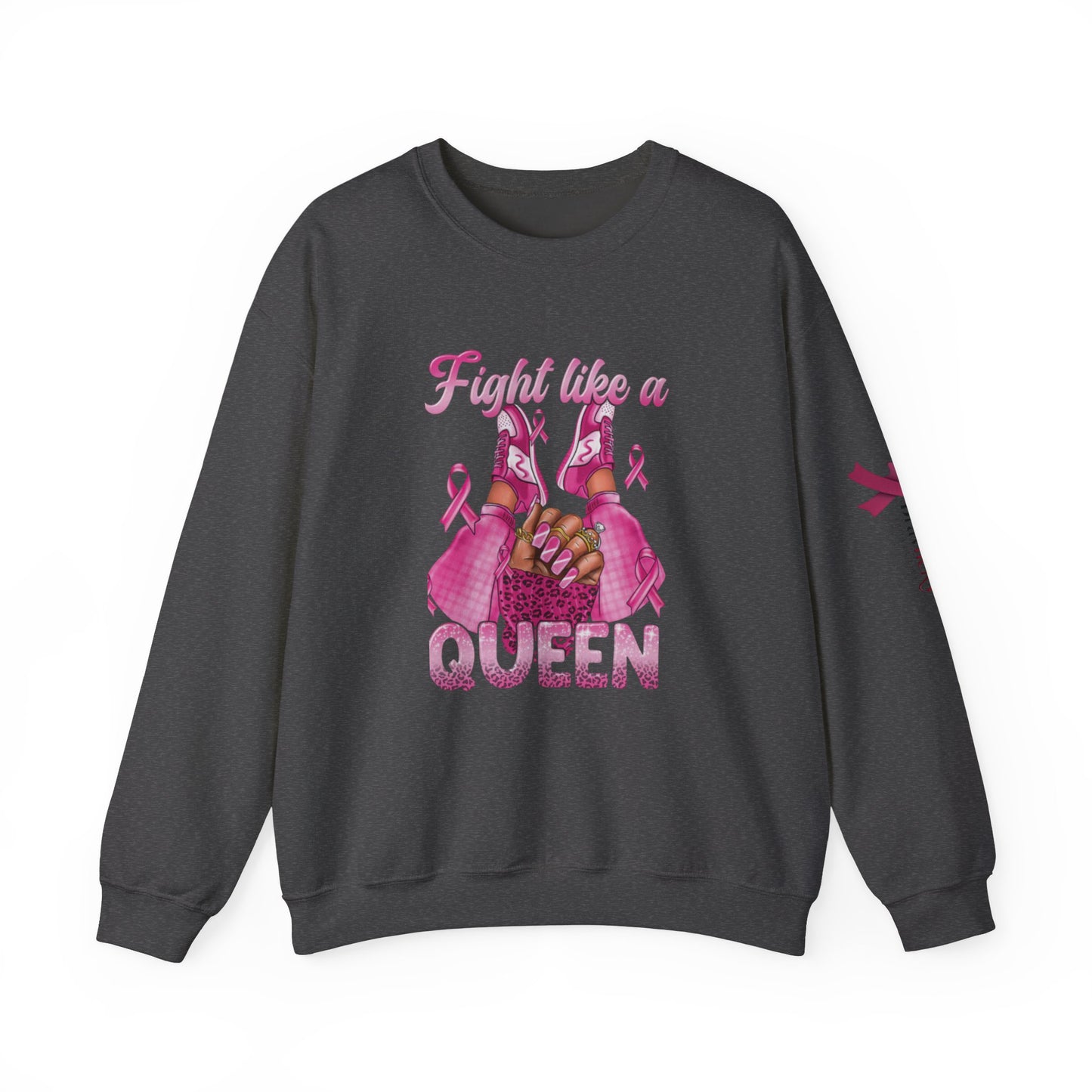 Breast Cancer Awareness Sweatshirt, In October We Wear Pink Crewneck, Fight Like A Queen Sweater