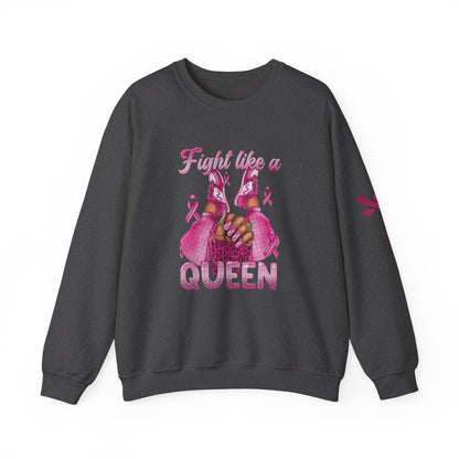 Breast Cancer Awareness Sweatshirt, In October We Wear Pink Crewneck, Fight Like A Queen Sweater