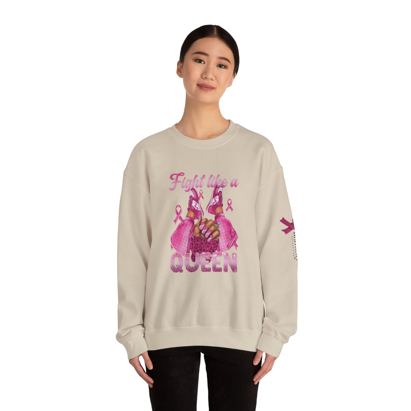 Breast Cancer Awareness Sweatshirt, In October We Wear Pink Crewneck, Fight Like A Queen Sweater