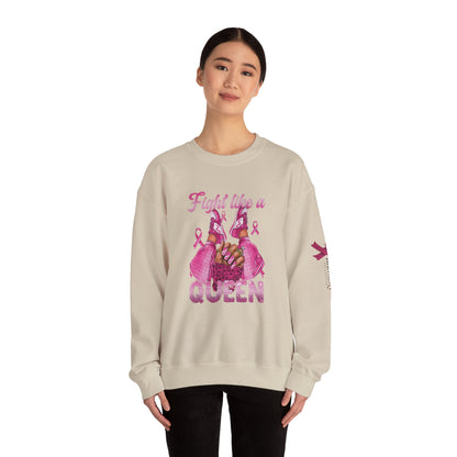 Breast Cancer Awareness Sweatshirt, In October We Wear Pink Crewneck, Fight Like A Queen Sweater