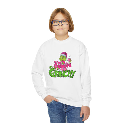 Demure Not Grinchy Christmas Youth Crewneck Sweatshirt