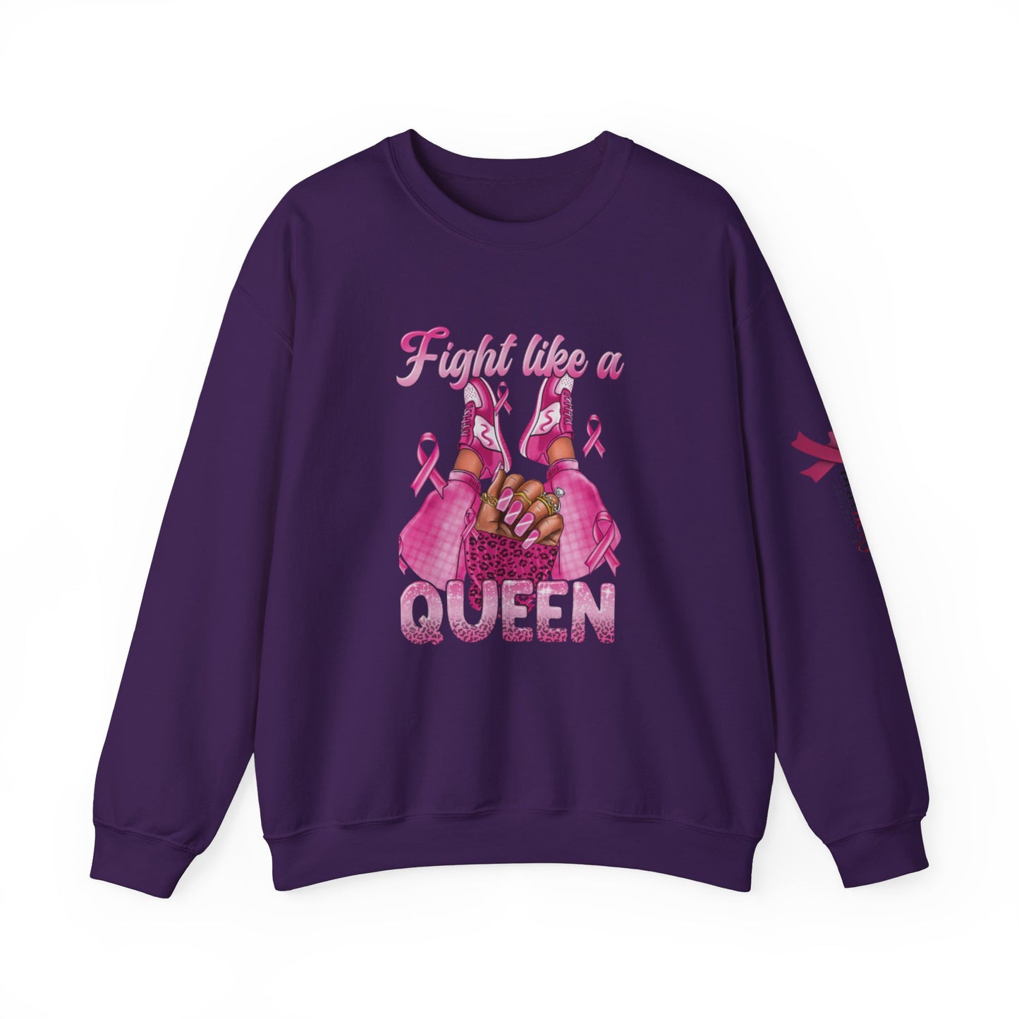 Breast Cancer Awareness Sweatshirt, In October We Wear Pink Crewneck, Fight Like A Queen Sweater