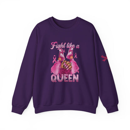 Breast Cancer Awareness Sweatshirt, In October We Wear Pink Crewneck, Fight Like A Queen Sweater