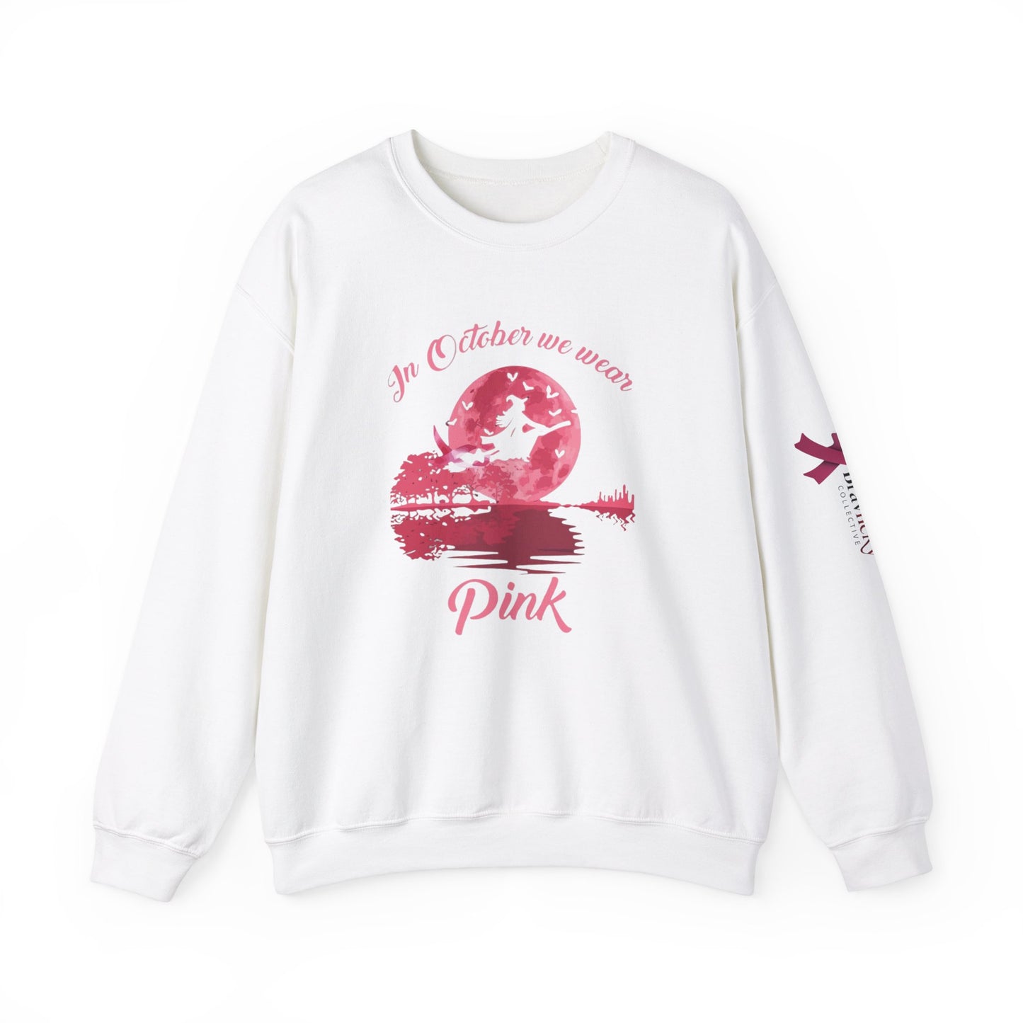 Breast Cancer Awareness Sweatshirt, In October We Wear Pink Crewneck, Witches Wear Pink Sweater