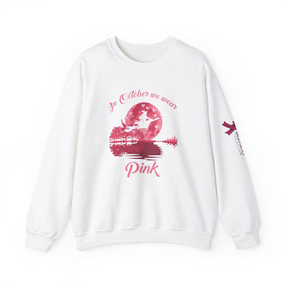 Breast Cancer Awareness Sweatshirt, In October We Wear Pink Crewneck, Witches Wear Pink Sweater